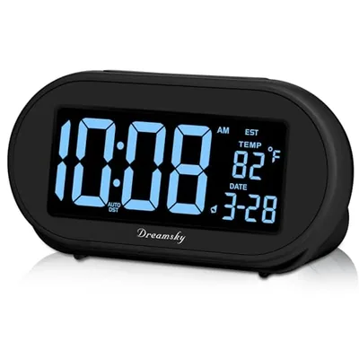 Auto-Set Alarm Clock with Date & Temperature