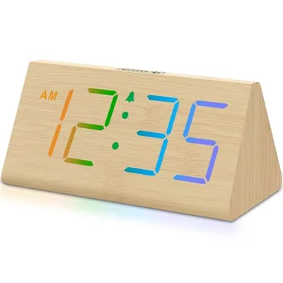 Wooden Alarm Clock with RGB Digits